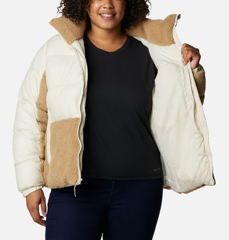 Jacheta Columbia Leadbetter Point Sherpa Hibrid Dama Albi Maro | Plus Size VM7Q9MASZ